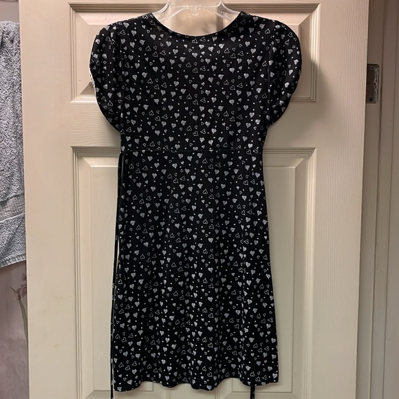 Feathers black dress with grey hearts silver piping around arm holes and chest - Picture 4 of 4